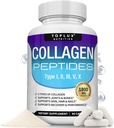 Toplux Multi Collagen Peptider 1800 Mg Complex - Type I, II, III, V, X Premium Collagen Complex for bedre hud & hår, stærk fælles, hydrolyseret protein, for mænd kvinder, 90 kapsler, supplement