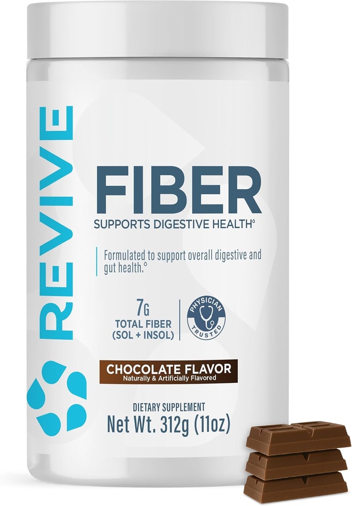 Revive MD Fiber tillæg for fordøjelse & Gut sundhed - 5g af kostfibre understøtter et sundt fordøjelsessystem med Psyllium Huset & Mere - 30 Servere, Chokolade