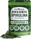 Nuvalsa Organic Spirulina Powder 1lb - 100% Pure Superfood supplement fra Blue Green Algae Non GMO for Smoothie & Protein drink, Vegan & USDA Certified Organic - 100 Servere