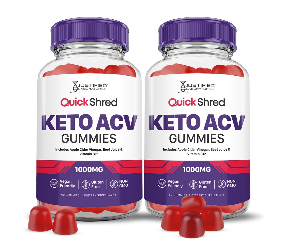 Justified Laboratories Quick Shred Keto ACV Gummies Advanced Formel 1000MG Apple Cider Vineddike Gummies med Pomegranate Beet Juice Powder & B12 Vegan, Non- GMO 120 Gummys