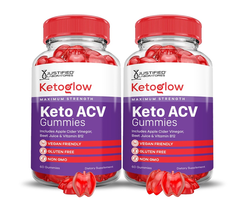 (2 Pack) Keto Glow Keto ACV Gummies Advanced Formel 1000MG Ketoglow Keto Gummies Apple Cider Vinagar Formuleret med Pomegranat Beet Juice Powder B12 Vegan Non GMO 120 Gummys