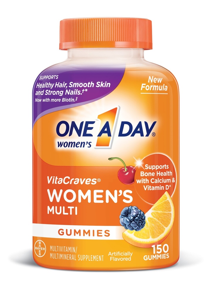 One A Day Women 's Multivitamin, Supplement med vitaminer A, C, E, B1, B2, B6, B12, Biotin, Calcium og D-vitamin, 150 tal