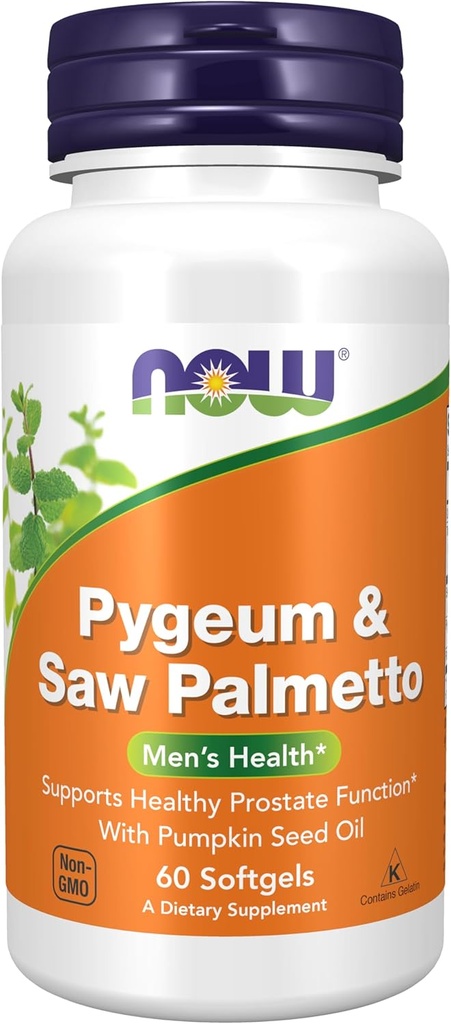 Now Foods Supplements, Pygeum & Saw Palmetto med Græskar Seed Oil, Herresundhed *, 60 Softgels