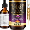 2 Pack Milk Thistle Drops til lever Cleanse Detox & Reparation, Milk Thistle Extract Liquid Supplement med Mælkebøtte & Artiskok til leverstøtte, Vegan, Økologisk, Alkohol- fri, 4 FL OZ