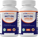 Vitamatisk 2 pakker MCT oliekapsler 3000 mg per servering - 180 Softgels - fra kokosolie - Indeholder 55% capralsyre C8 og 40% capralsyre C10 (Total 360 Softgel)