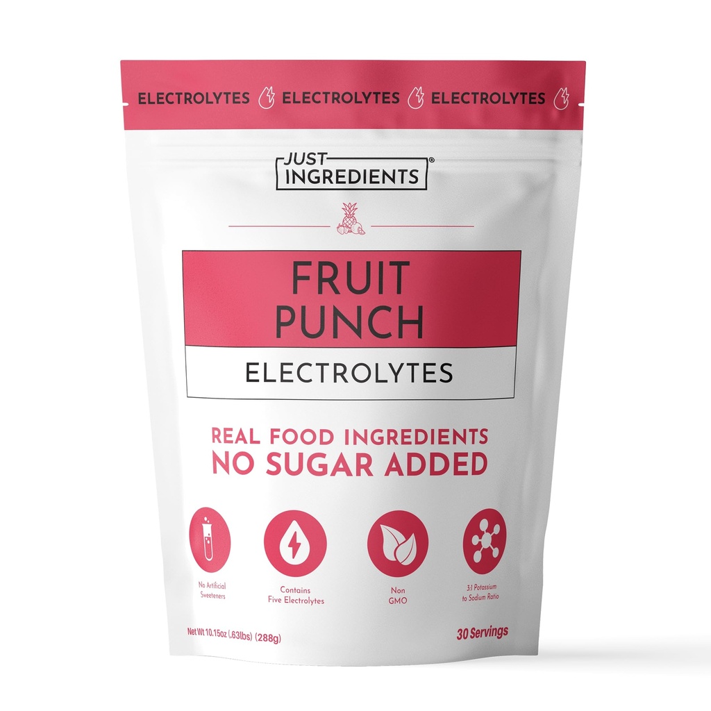 Fruit Punch Electrolytes-30 Serving Hydration Drink Mix with Coconut Water, Sea Salt, and Trace Minerals - Supports Hydration, Recovery, and Electrolyte Balance*