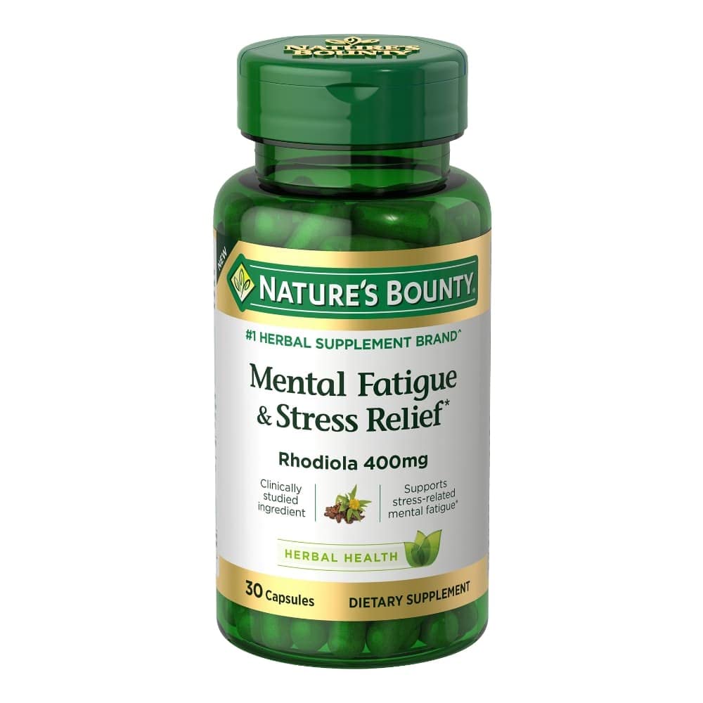 Nature 's Bounty Mental Træthed og Stress Relief, Rhodiola Supplement, 400 mg, Kapsler, 30 Greve