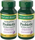 Nature 's Bounty Lactobacillus Acidophilus Probiotic Supplement - Daglig Probiotikum for kvinder / mænd fordøjelsessygdomme, 100 Millioner Organismer, Vegetar, 1 Servering per dag, 120 tabletter, (Pack of 2)