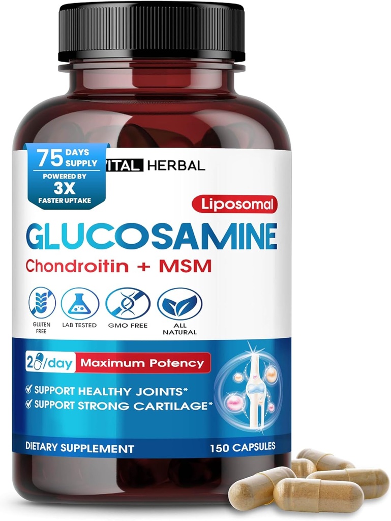 VARME HERBAL Liposomal Glucosamin med Chondroitin, MSM - Maksimal Potency- Support Joints, Cartilage - Made in The USA