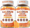 Calcium 1200 mg med vitamin D3 Gummies - Calcium + gurkemeje for kvinder og mænd med vitamin K2 B12 - Support Bone & Muscle - Sugar Free - Vegan (120 Tæl)