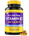 InnovixLabs Fuld Spectrum Vitamin K2- 90 Softgels med 600 mcg Trans Form MK7 og MK4 - Understøtter almen sundhed og ben Styrke - Soja og Gluten Free K2 Vitamin supplement