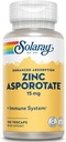 Solaray Zink Aspotone 15 mg Chelated Complex - 124; Immunforsvar & endokrine Support, Cell & Skin Health Formel, 100 VegCaps