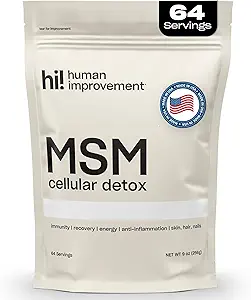 Pure MSM pulver Budd124; Økologisk svovl pulver til hud, hår og negle Budd124; Cellulær Detox, fælles sundhed, immunboost, & øget energi Budd124; 99,9% Pure MSM supplement Budd124; Lavet i USA, 0g sukker (64 Servere)