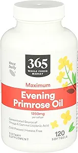 365 af Whole Foods Market, High Potency Aften Primrose Oil 1250mg, 120 Greve
