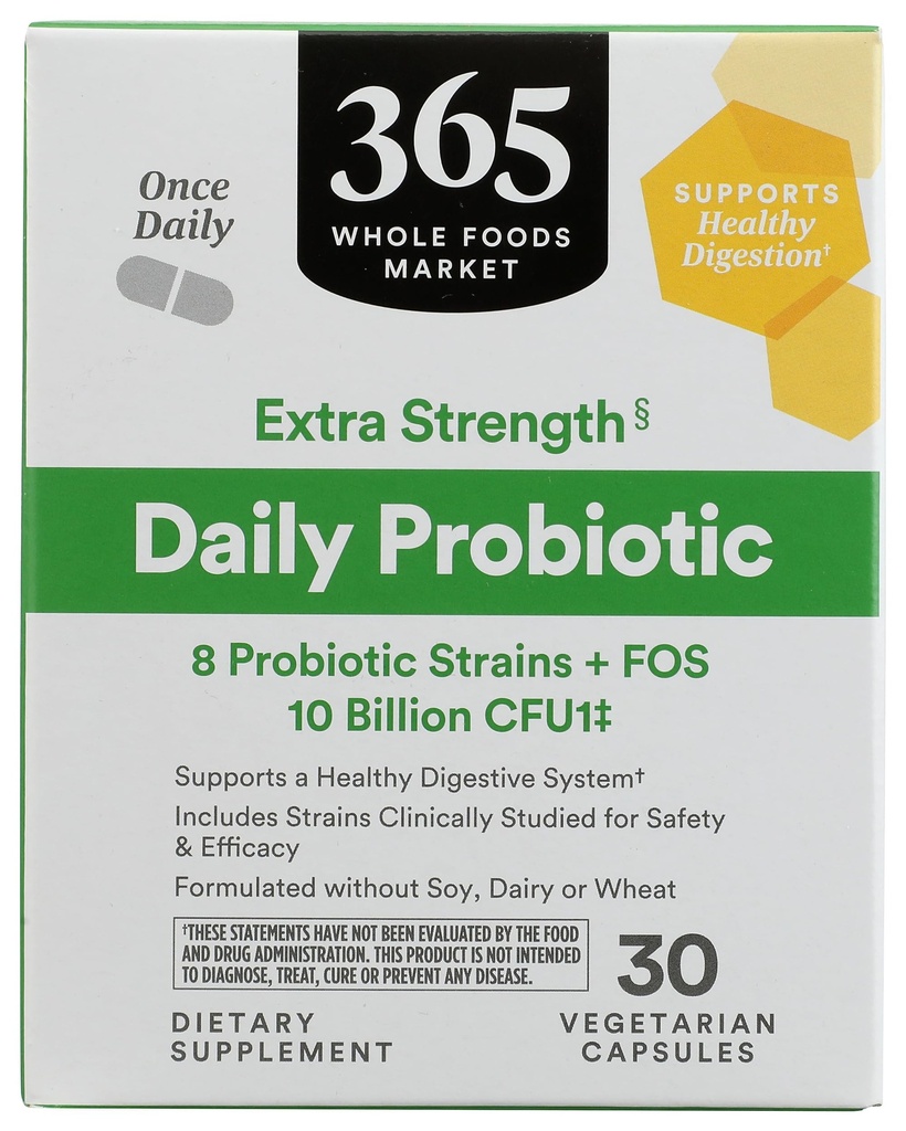 365 af Whole Foods Market, Extra Strength Daily Probiotic 10 milliarder CFU, 30 ct