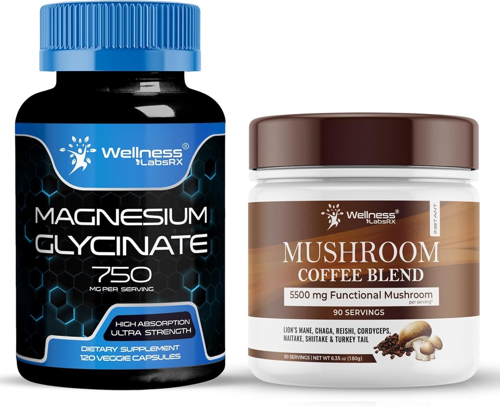 WELLENess LASSRX Magnesium Glycinat kapsler 750mg - champignon kaffe blend