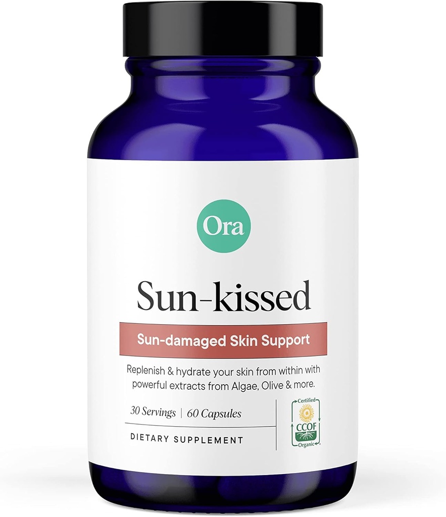 Ora Organic Skin Health Supplement - Sun Skadesstøtte - fremmer Skin 's Natural Defense Measures 124; Vegansk Antioxidanter herunder Astaxanthin og Carotenoider - 1 Måned Supply, 60 Kapsler