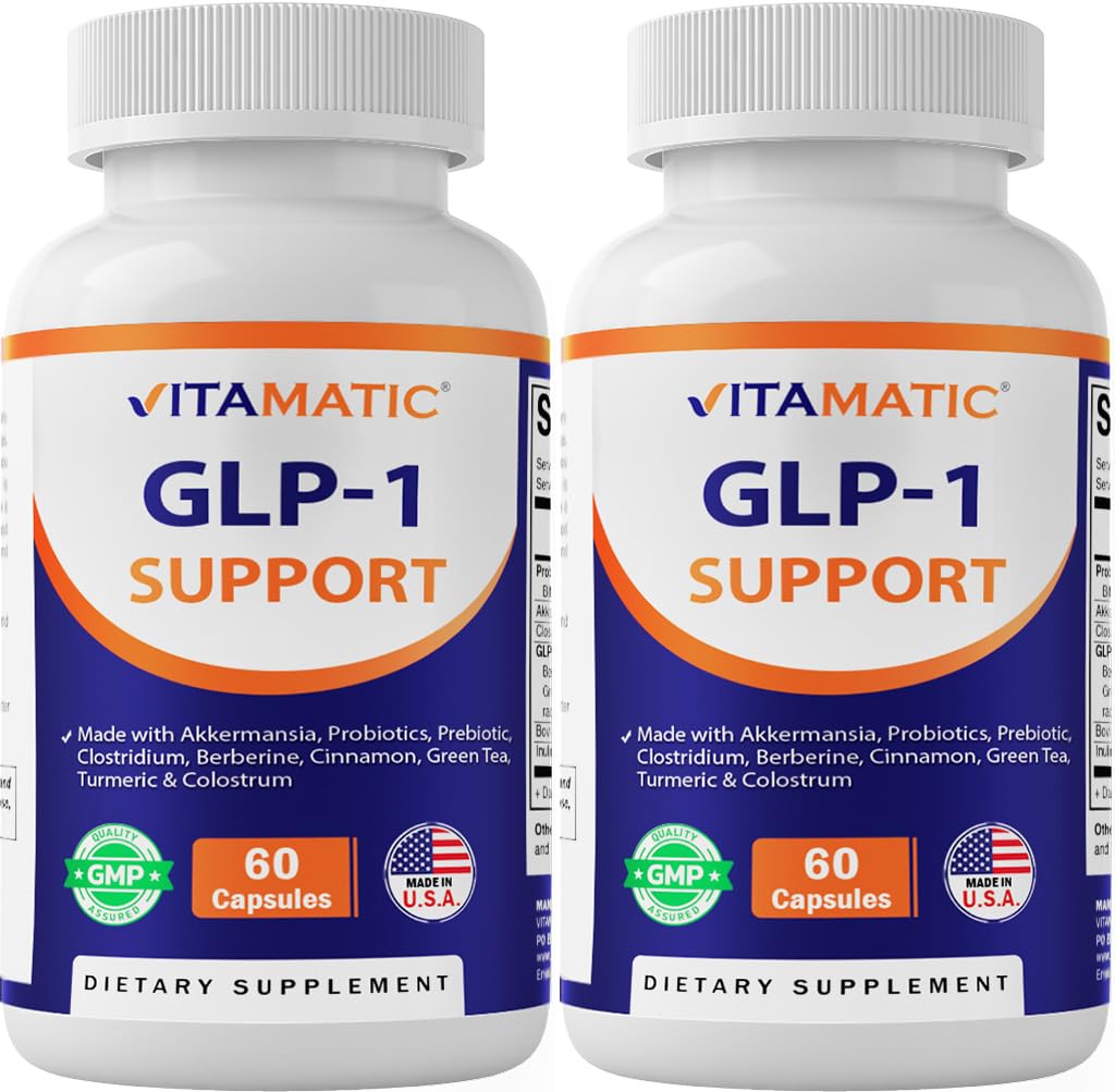 Vitamatisk GLP-1 Support for mænd og kvinder 60 Kapsler - Lavet med Akkermansia, Probiotika, Prebiotic, Clostridium, Berberine, Cinnamon, Green Tea, Gurkemeje & Colostrum - 2 Pack