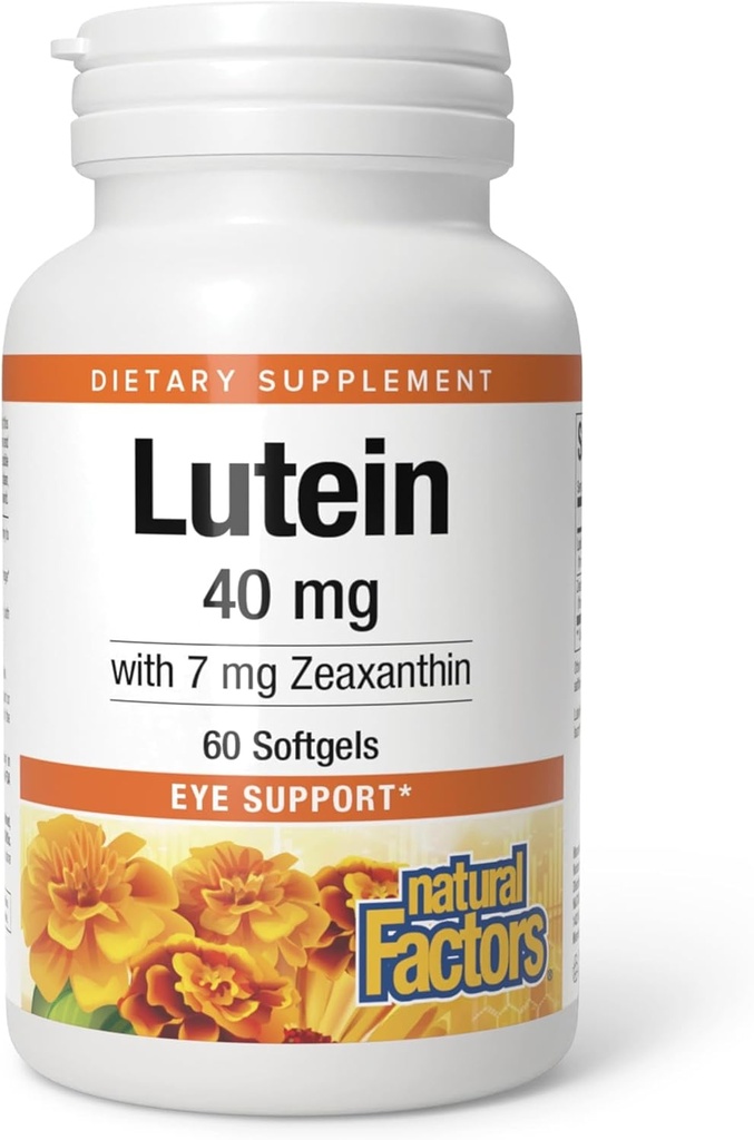 Naturlige faktorer, Lutein 40 mg, Antioxidant Støtte til sunde øjne og hud med Zeaxanthin, 60 Softgels