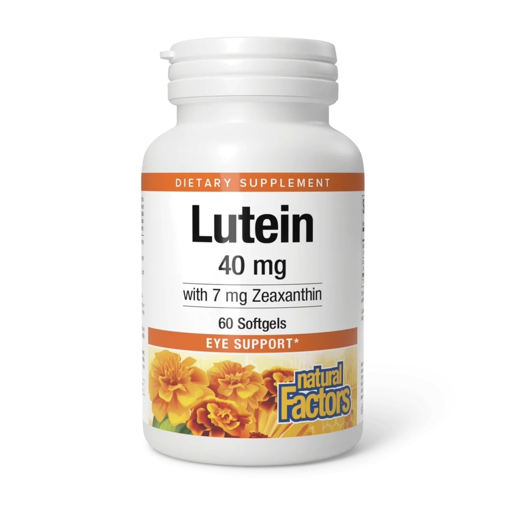 Naturlige faktorer, Lutein 40 mg, Antioxidant Støtte til sunde øjne og hud med Zeaxanthin, 60 Softgels