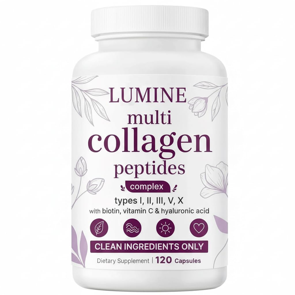 LUMINE Multi Collagen Complex Capsules – Non-GMO, Gluten-Free & Easy to Swallow (120 Capsules)
