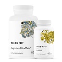 THORNE - Magnesium CitraMate & D-5000 Vitamin Duo - Heart, Bones, Muscles - 60 til 90 Servere