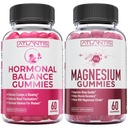 Hormonal balance & Magnesium gummier for muskelkramper, PMS gummies Alvitrate Bloating & Mood Swings, Magnesium hjælper forebygge kramper & fremmer muskel opsving - 60 Vegansk gummies Per flaske