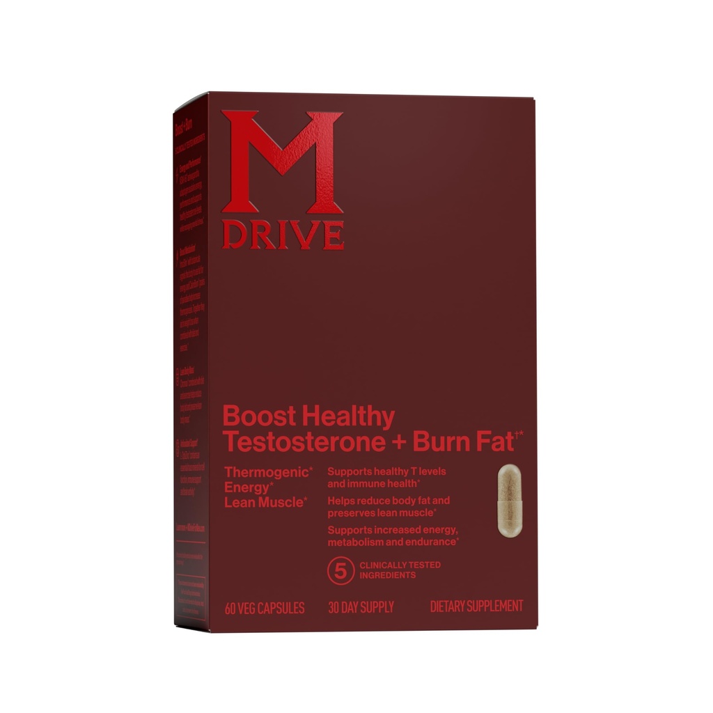 Mdrive Boost and Burn Testosterone Booster and Fat Burner for Men, Energy, Strength, Stress Relief, KSM-66 Ashwagandha, Chromax, 60 Capsules