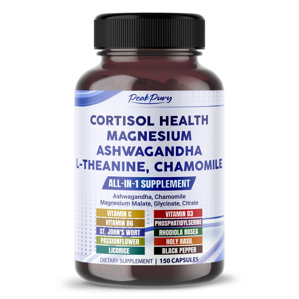 CORTISOL Health Ashwagandha Magnesium Kamille L- Theanine - Made in USA