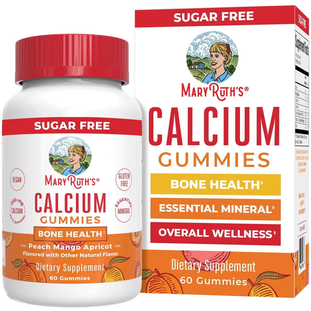 MaryRuth Organics Calciumsupplement: 124; sukkerfri: 124; Calciumgummier til kvinder og mænd i alderen 14 + 124; Stærke knogler og tænder: 124; Væsentlig mineralsk: 124; Vegansk: 124; Gluten Free: 124; 60 Tæl