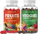 Frugt og grøntsager Superfood Gummies Supplement - Frugt og grøntsager Gummy - Nature Vitamin Nutritional Balance, Vegan, Non- GMO, Gluten- Free - (Total 120 Gummies - pakke med 2) Made in USA