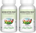 Maxi Health Quercetin 500mg kapsler - Zink kosttilskud til kvinder og mænd - ikke-GMO, Kosher, og Gluten- Free Quercetin kosttilskud med hyldebær C-vitamin og zink (90 Veg kapsler, pakke med 2)
