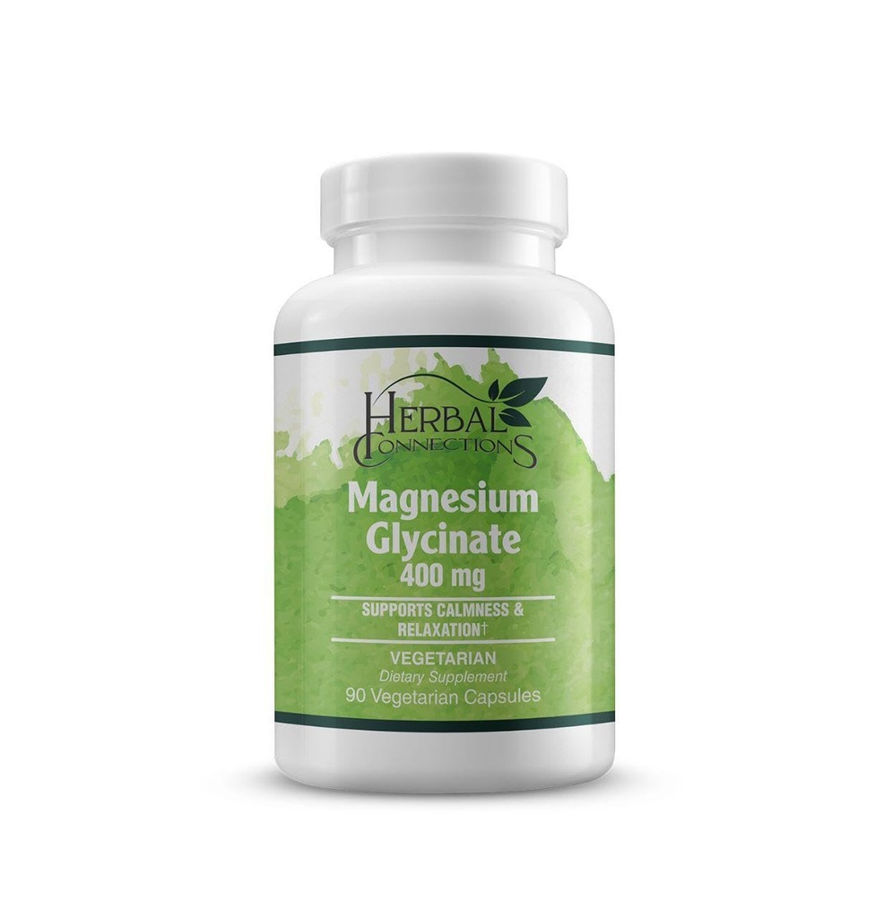 Herbal Connections Magnesium Glycinate - Supplement to Support Stress Relief, Sleep, Heart Health, Nerves, Muscles, and Metabolism* - with Magnesium Glycinate - 90 Capsules