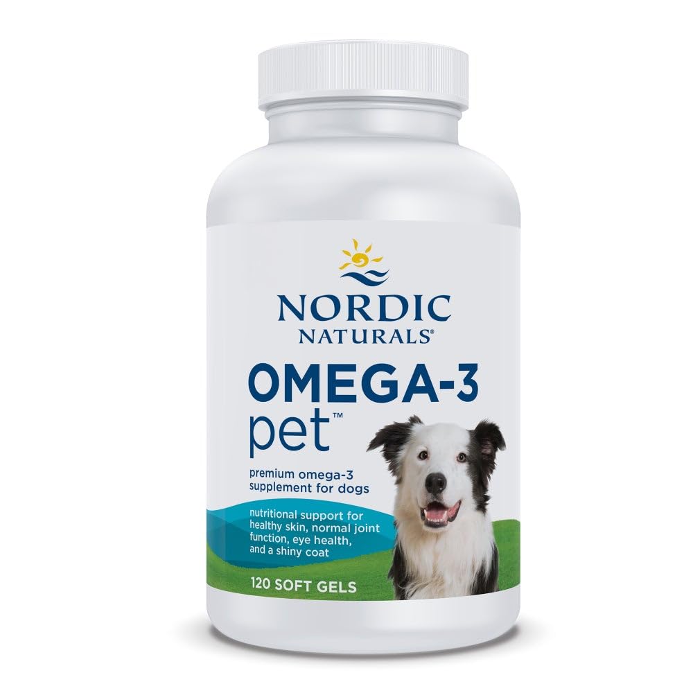Nordic Naturals Omega-3 Pet, Unflavored - 120 Soft Gels - 330 mg Omega-3 Per Soft Gel - Fish Oil for DHA med EPA & DHA - fremmer hjerte, hud, coat, og immunsundhed