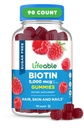Lifeable Sugar Free Biotin Gummies against 124; 5000mcg vitamin B7-124; Great Tasting Biotin Supplement # 124; for hårvækst, hud og nail sundhed # 124; hår supplement til kvinder, mænd, voksne