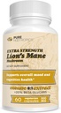 Pure Nootropics - Organic Lion 's Mane 8: 1 Mushroom 500 mg • 124; Dual Extract • 124; 60 Vegetarian Caps • 124; > 20% beta- glucans • 124; Hericium erinaceus • 124; Hericium