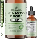 TrueSeaMoss 3000mg Irish Sea Moss Drops med Burdock Root & Bladderwrack til fordøjelsessystemet & Muscle Recovery Support - 2 Fl Oz Apple NW1