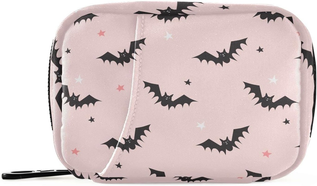 Halloween Bats Pink Pink Pill Box 7 Dag Pill sag Rejser Pill Organizer Bag med lynlås Portable ugentlige Vitamin Medicin Supplement Holder Pouch Bag