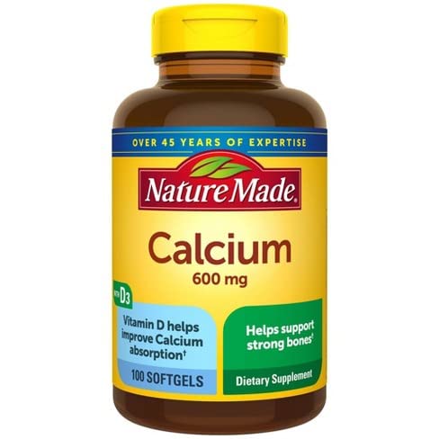 Nature Made Calcium 600 mg With Vitamin D Liquid Softels 100 ea (pakke med 2)