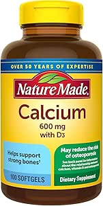 Nature Made Calcium 600 mg With Vitamin D Liquid Softels 100 ea (pakke med 2)