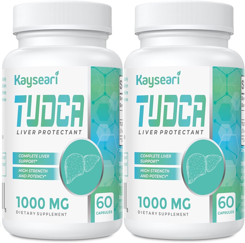 TUDCA Bile Salts Supplement 1000mg - 120 Veggie kapsler, leverstøtte supplement til Detox rense, Gelatine fri