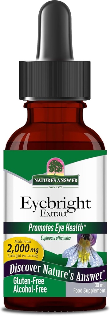 Naturens svar Eyebright Herb Note 124; Understøtter sunde øjne & Vision Note 124; Non- GMO Note 124; Alkoholfri, Glutenfri, Kosher Certified, Vegan & No Preservatives 1oz