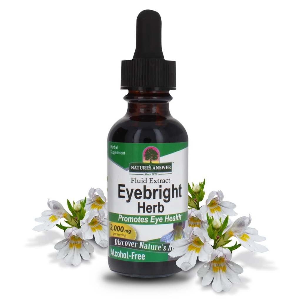 Naturens svar Eyebright Herb Note 124; Understøtter sunde øjne & Vision Note 124; Non- GMO Note 124; Alkoholfri, Glutenfri, Kosher Certified, Vegan & No Preservatives 1oz