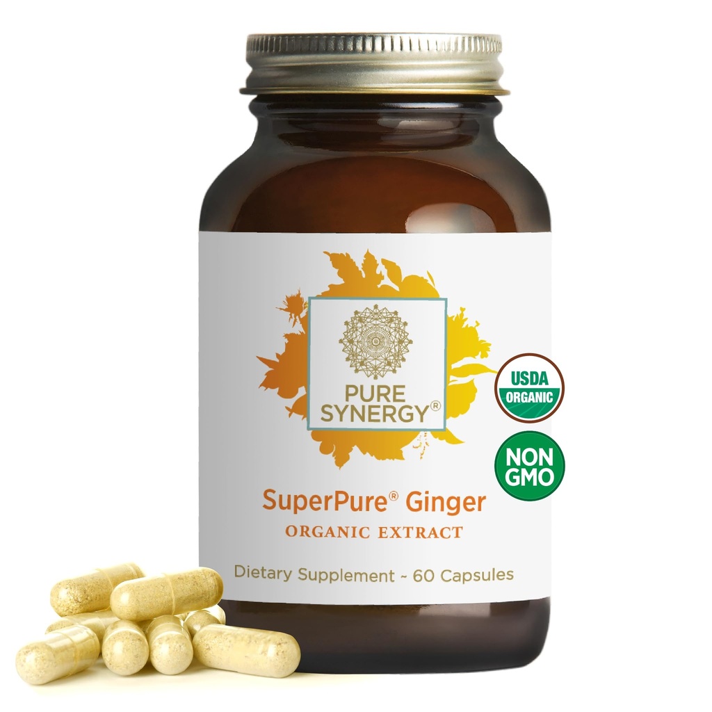 PURE SYNERGY SuperPure Ginger Extract | Organic Ginger Extract Digestive Supplement | for Stomach and Joint Support (60 Capsules)