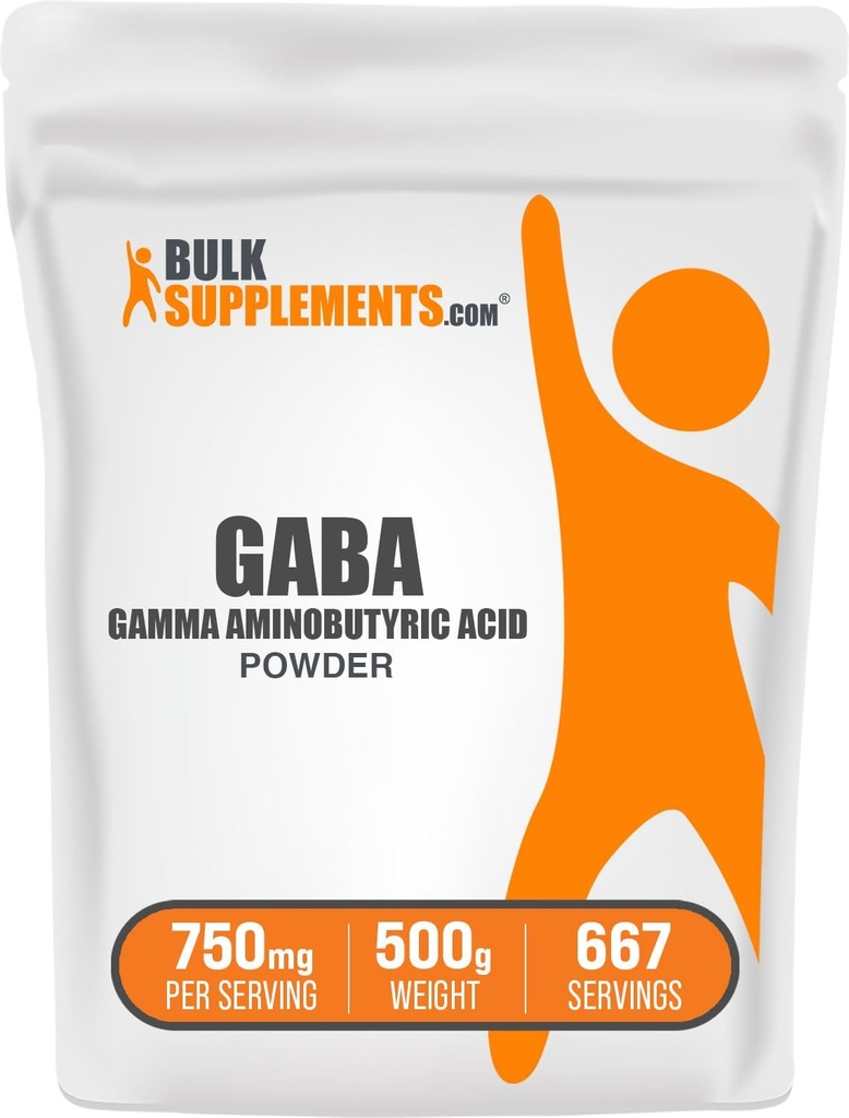 BulkSupplements.com GABA Powder - Gamma Aminosmørsyre, GABA supplement, Aminosyre supplement - Gluten Free, 750mg per servering, 500g (1.1 lbs) (Pack of 1)