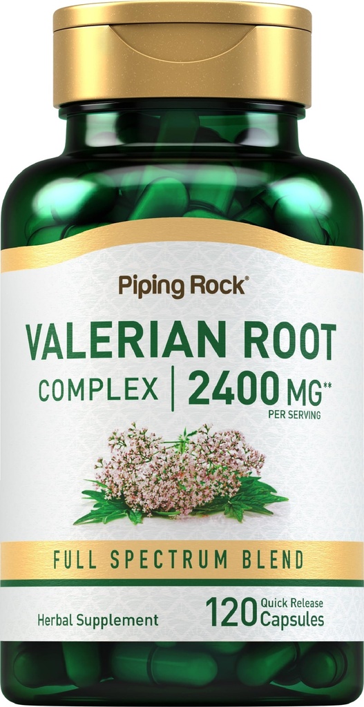 Piping Rock Valerian Root Capsules | 120 Count | Extract Supplement | Herbal Blend | Non-GMO, Gluten Free Complex
