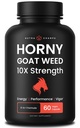 NutraChamps Horny Geat Weed, 1000mg Epimedium Energy Supplement, 10X Strength Icariin, Ginseng, Tribulus & Maca piller til kvinder & mænd, Forbedret Absorption med sort peber, 60 Vegan kapsler