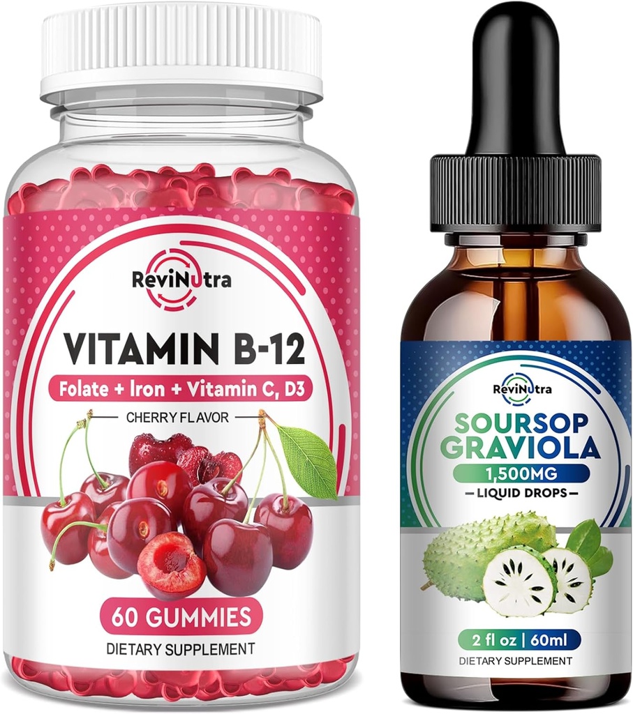Iron Gummies Supplement for voksne & Kids against 124; Soursop Graviola Liquid Drops