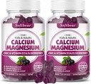 softbear Calcium Magnesium Zinkgummier til voksne & børn, Suagra-Free Calcium Magnesium Zinkvitamin D3 tillæg for ben Styrke & immunforsvar, Elderberry Flavor 120 Tæl